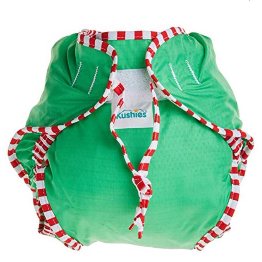 KUSHIES Green Swimsuit Baby Reusable Swim Diaper M
